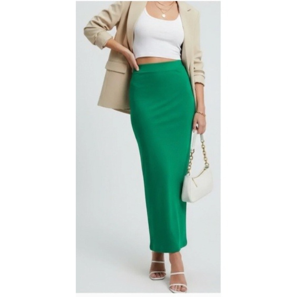 Naked Wardrobe Green Bodycon Midi Skirt Womens Size Medium Knit